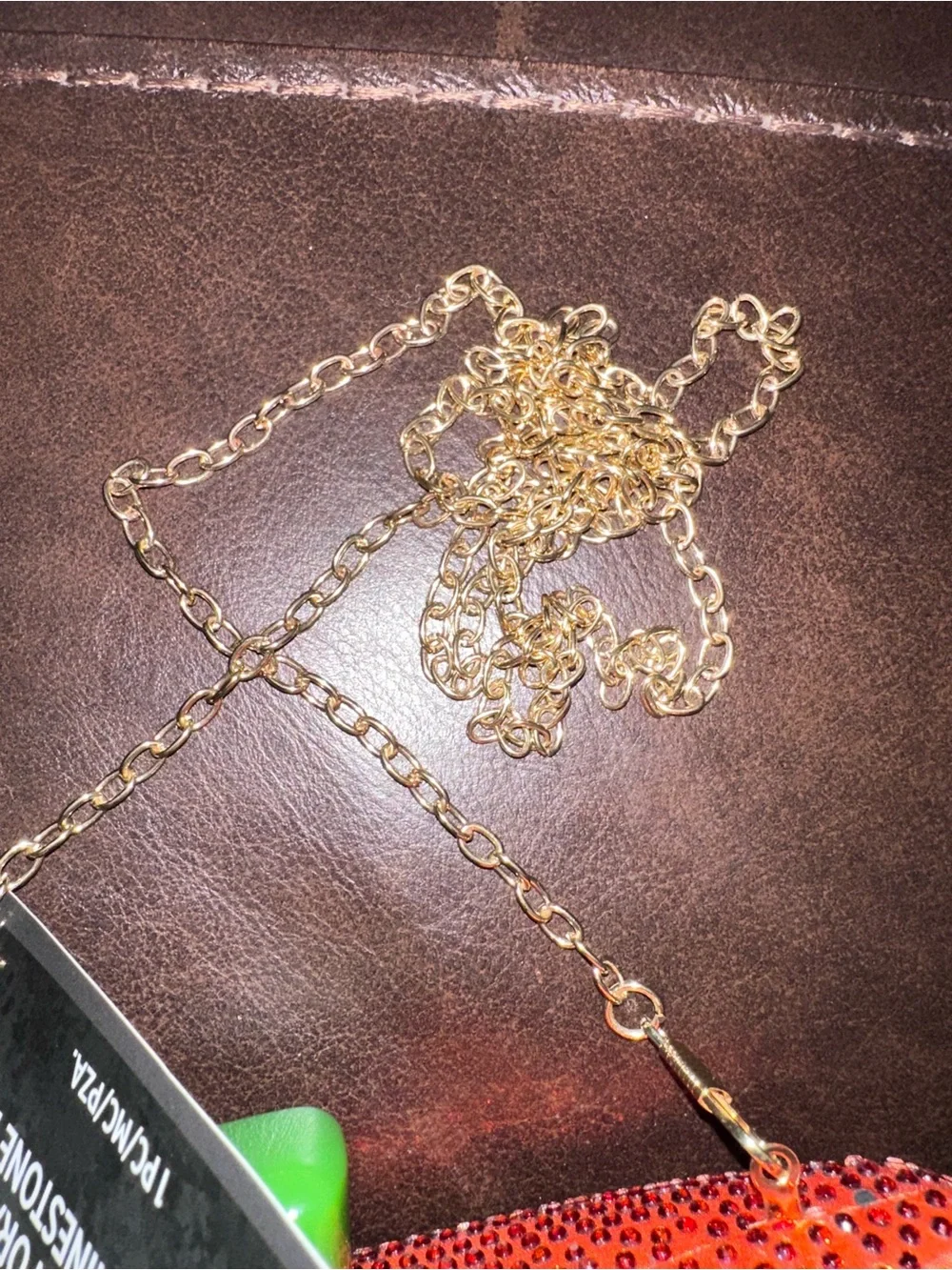 Rhinestone Bling Jack-O'-Lantern Pumpkin Evening Clutch with Gold Chain